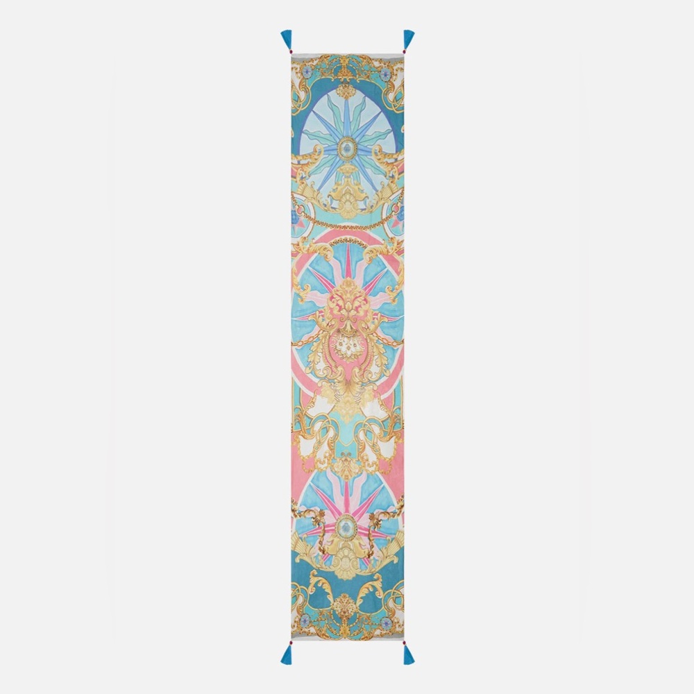 Camilla “Sail Away With Me” pink blue silk nautical baroque scarf belt wrap top - Picture 2 of 4